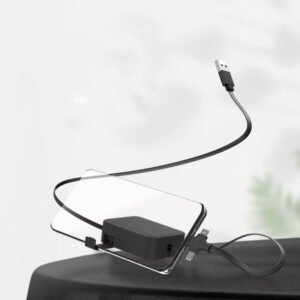 Retractable Multi-Connector Charging Cable with Phone Stand – Black
